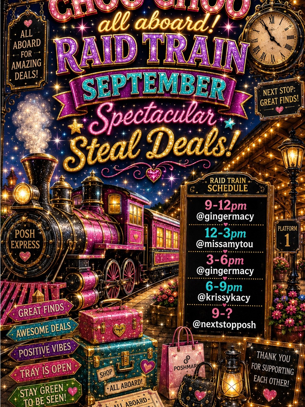 SEPTEMBER SPECTACULAR STEALS AND DEALS RAID TRAIN